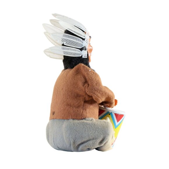 Tin Drumming Indian Chief Wind Up Toy Made In Japan Approx 7.5" Non Working Rare - Picture 6 of 8